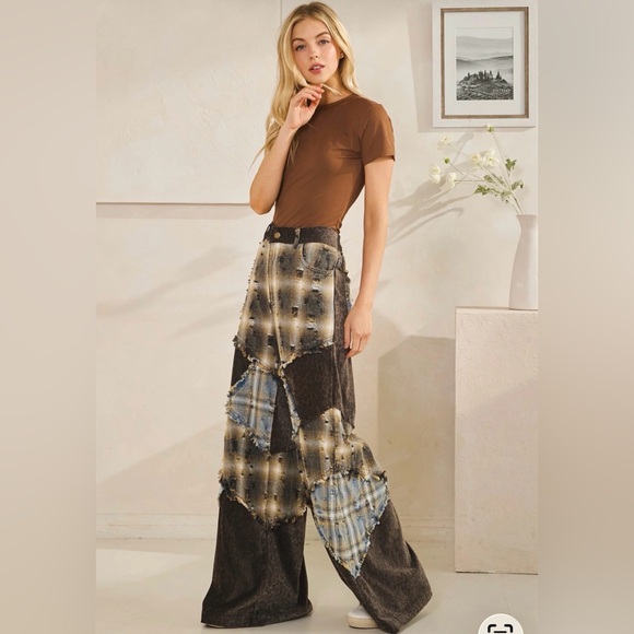 @-Oli & Hali Patchwork Wide-Leg Pants - Picture 3 of 6